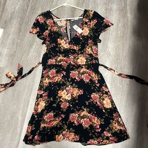 Black floral button down sundress